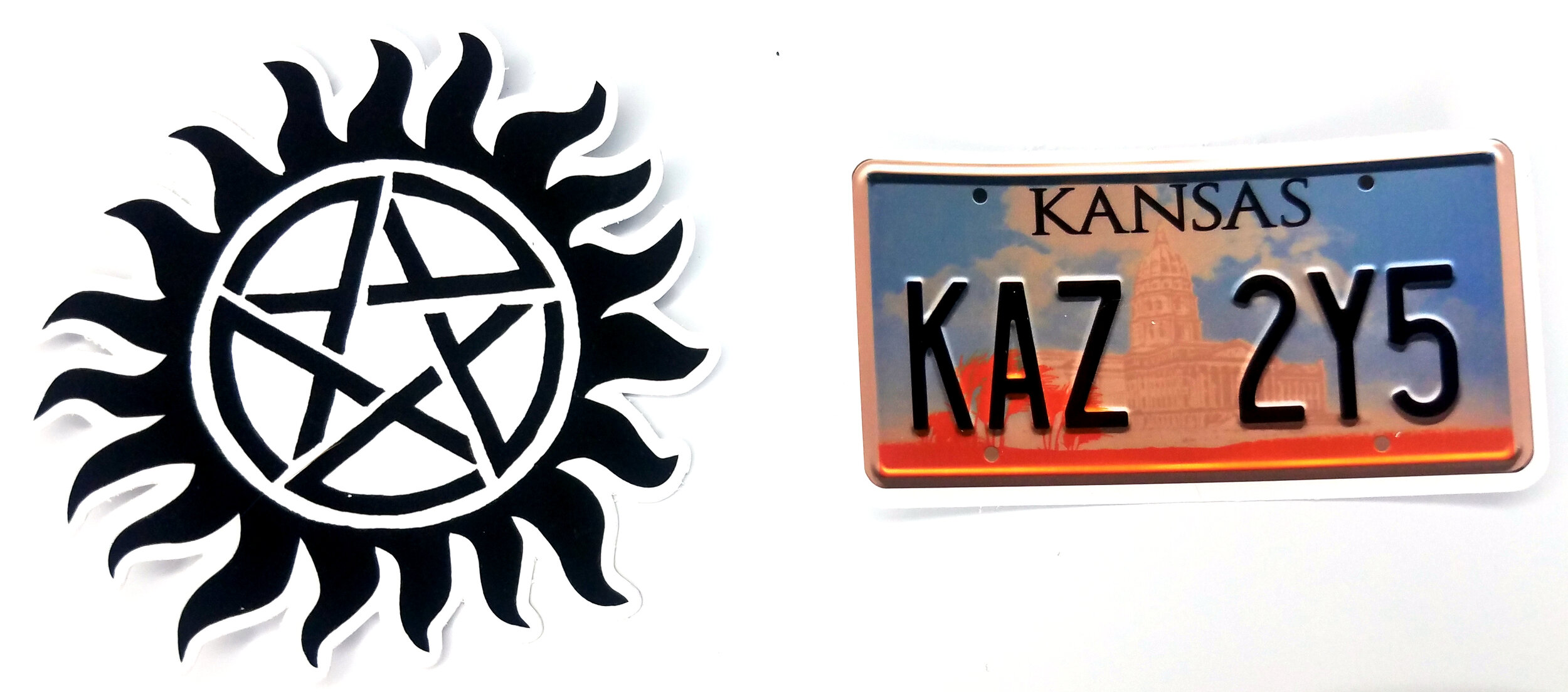 Supernatural - Logo and KAZ License Plate - 2 Vinyl Sticker Set — Logan Arch